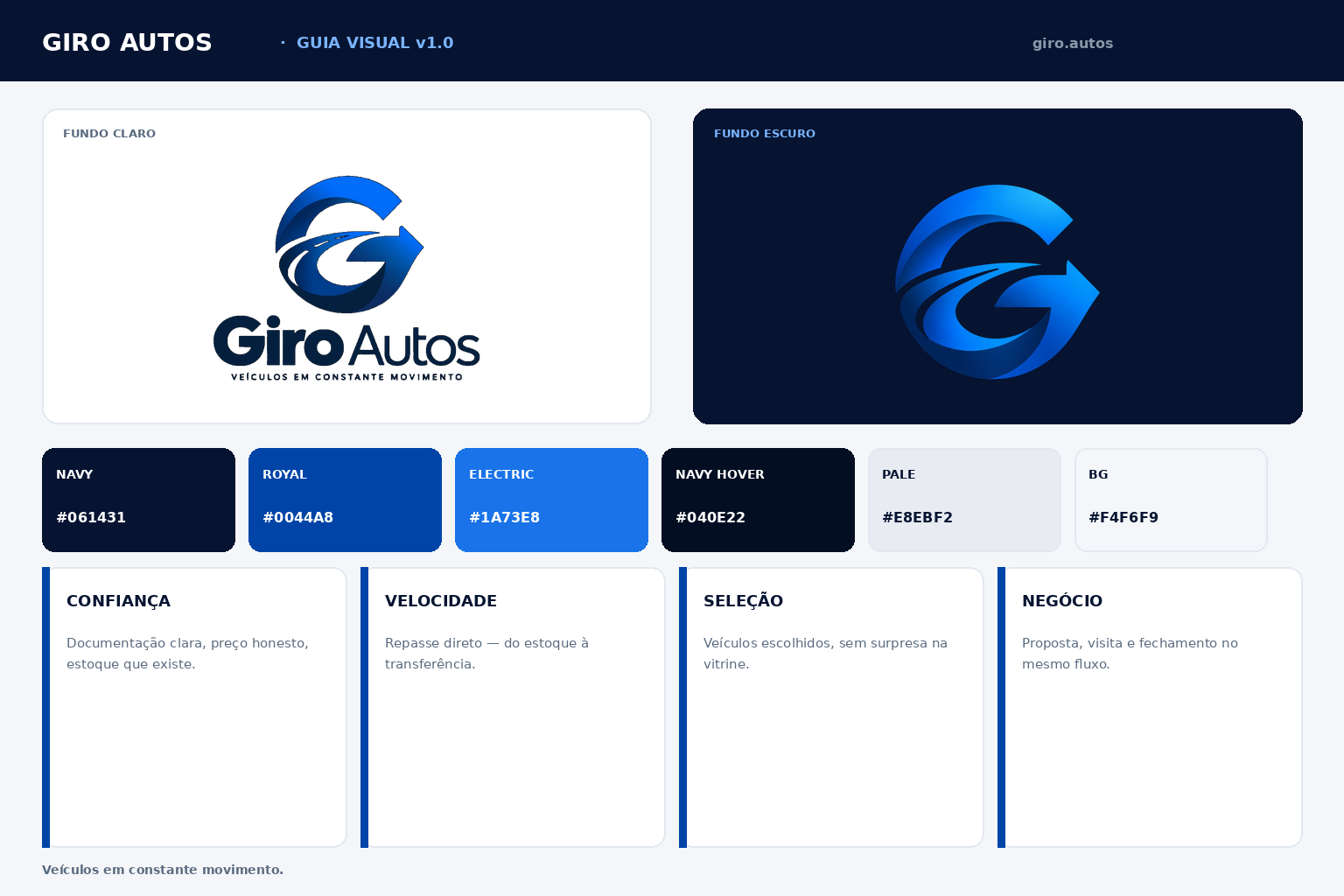 Guia visual Giro Autos — paleta, lockups e pilares